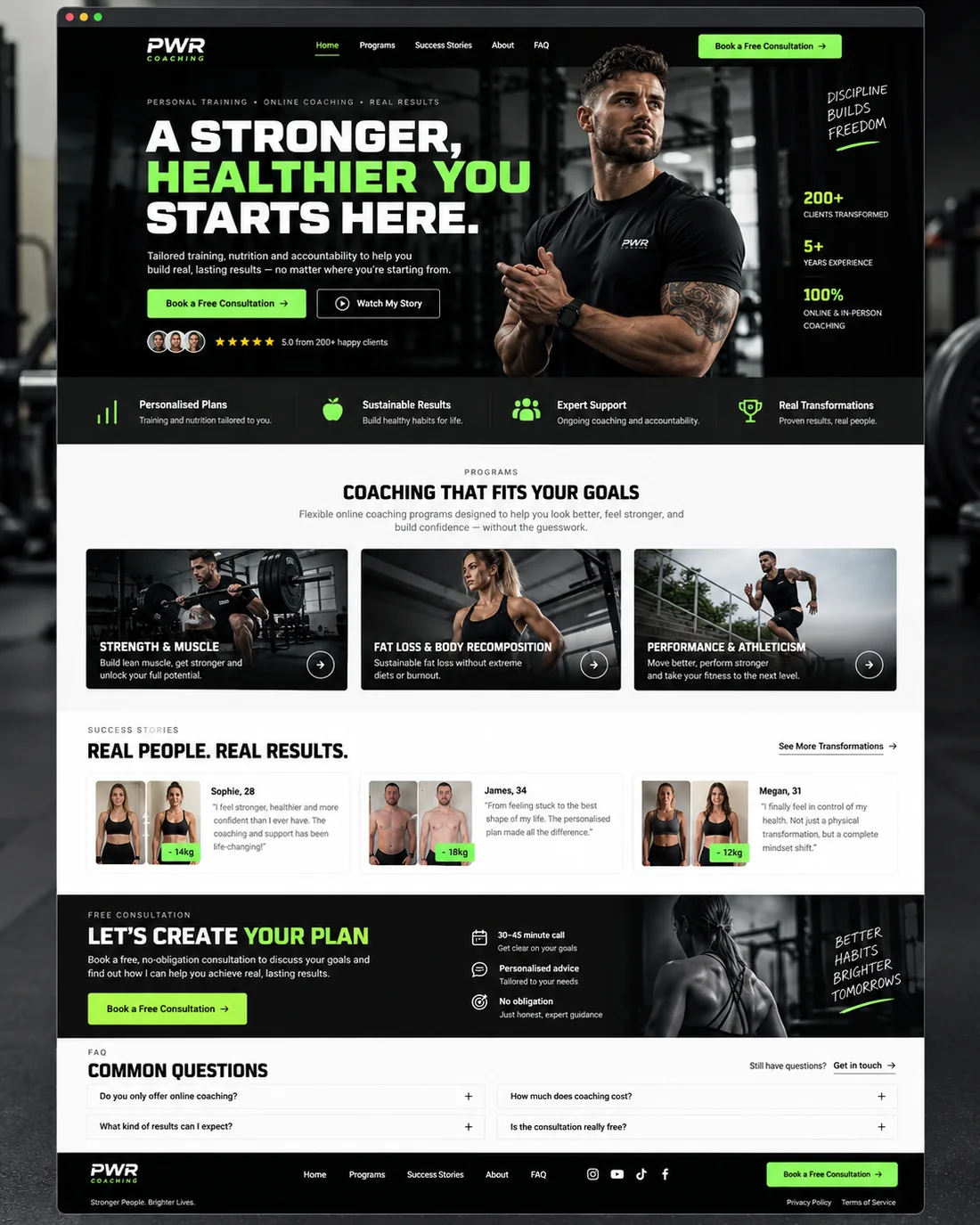 Example coach website design